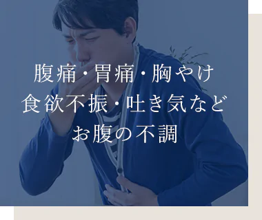腹痛・胃痛・胸やけ食欲不振・吐き気などお腹の不調