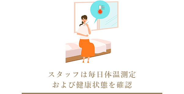 スタッフは毎日体温測定および健康状態を確認