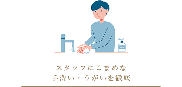 スタッフにこまめな手洗い・うがいを徹底